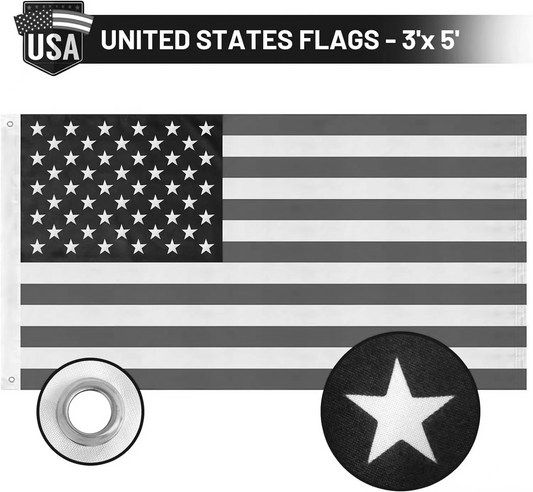 black and white american flag