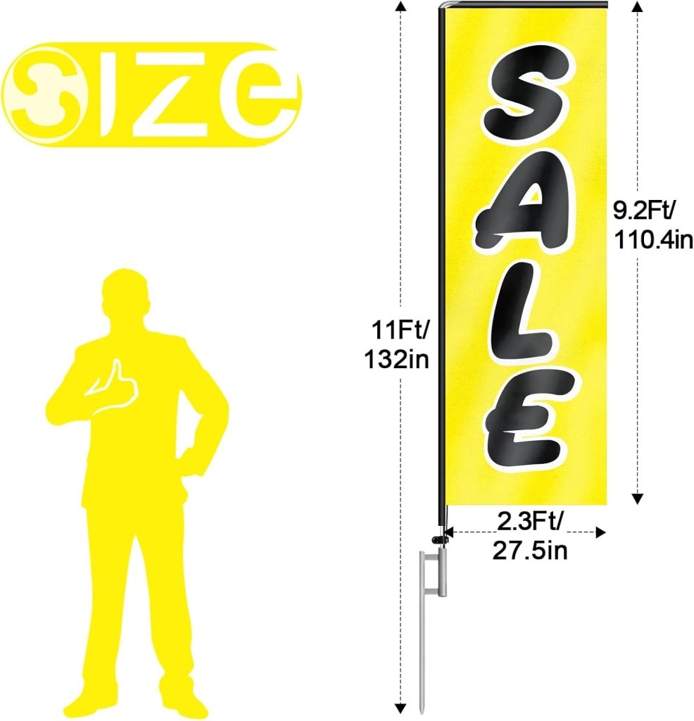 11FT Sale Rectangle Flag Banners with Pole and Ground Stake 01