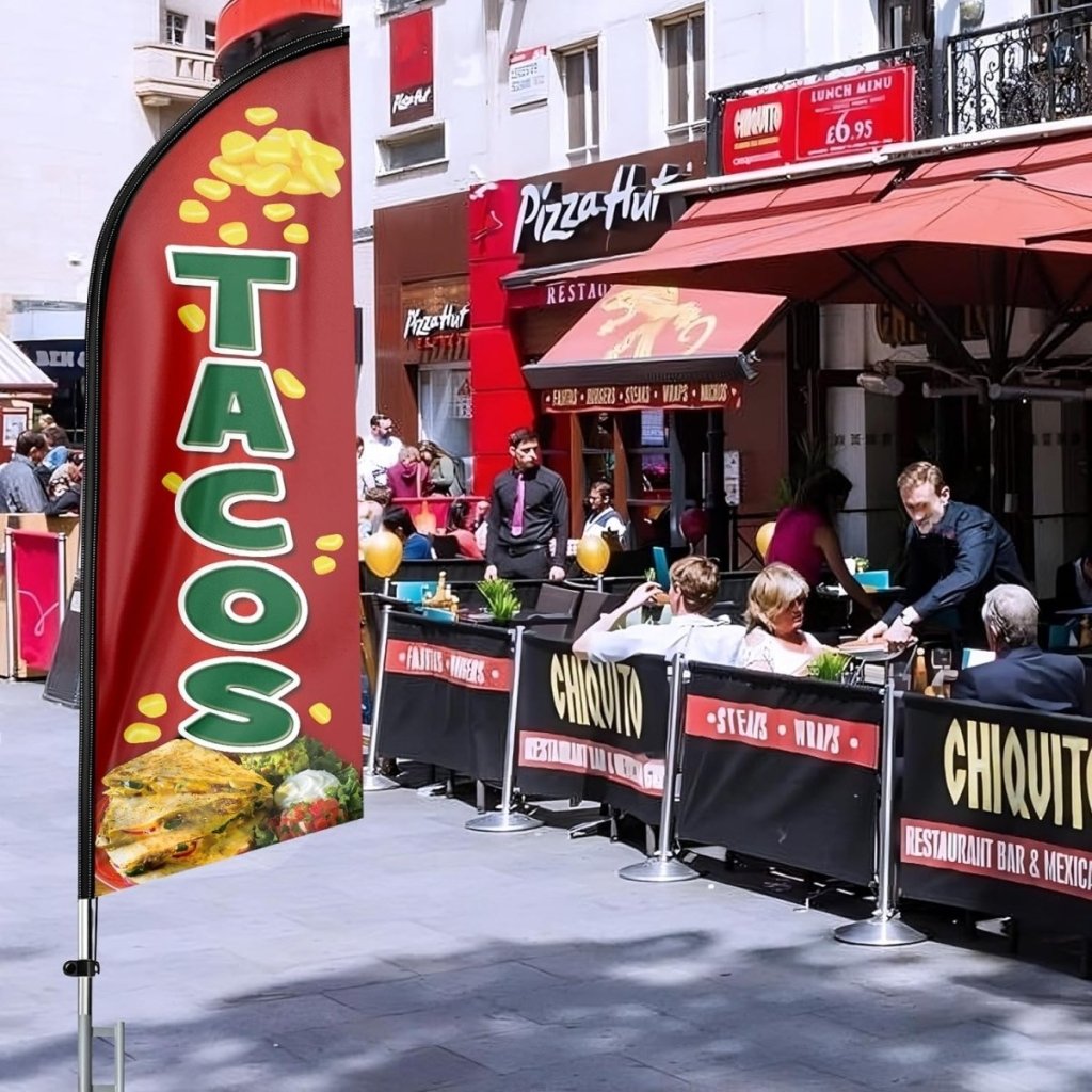 11ft Tacos Feather Flag Kit - Advertising Banner with Pole and Stake - Food Sign - FSFlag