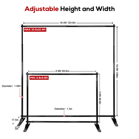 10x10FT Adjustable Telescopic Tube Photo Backdrop Banner Stand for photos