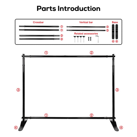 10x10FT Adjustable Telescopic Tube Photo Backdrop Banner Stand for photos