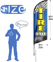 Tire Shop Signs-8ft Blue Tire Sale Feather Flag for Tire Sale Business（Flagpole Not Included）