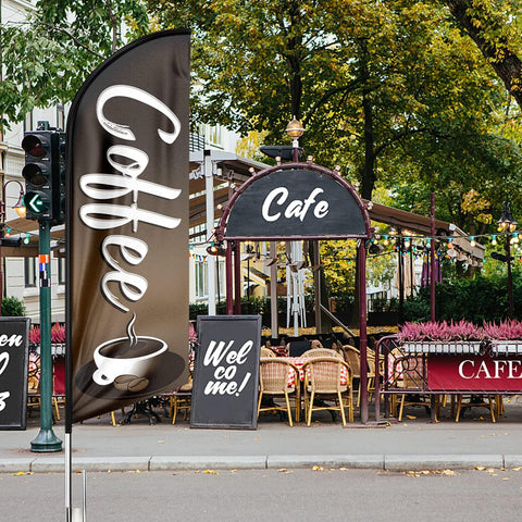 Coffee House Sign-Coffee Feather Flag!（Flagpole Not Included）