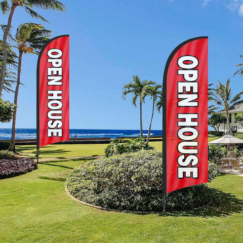 Open House Signs-FSFLAG Red Swooper Feather Flag Pole Kit