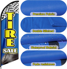 Tire Shop Signs-8ft Blue Tire Sale Feather Flag for Tire Sale Business（Flagpole Not Included）