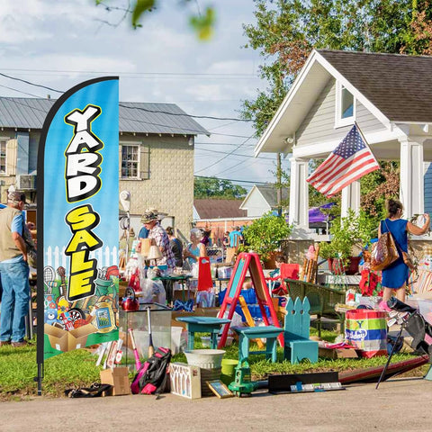 Yard Sale Signs-8FT Yard Sale Feather Flags with Pole and Ground Stake