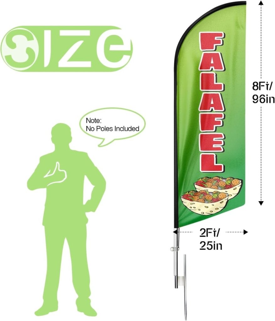 8ft Advertising Feather Banner Sign for Falafel Business（Flagpole Not Included） - FSFlag