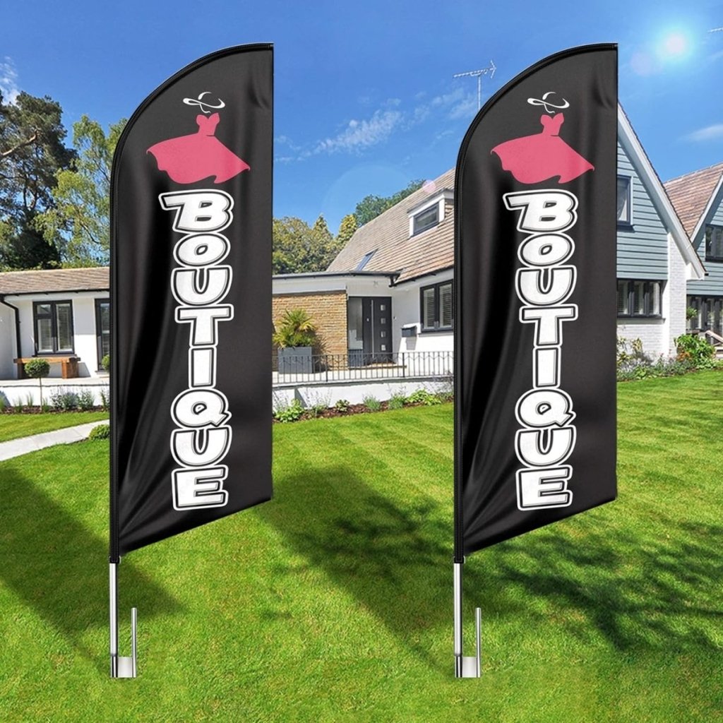 8ft Black Boutique Feather Flag: Advertising Banner for Boutique Business（Flagpole Not Included） - FSFlag