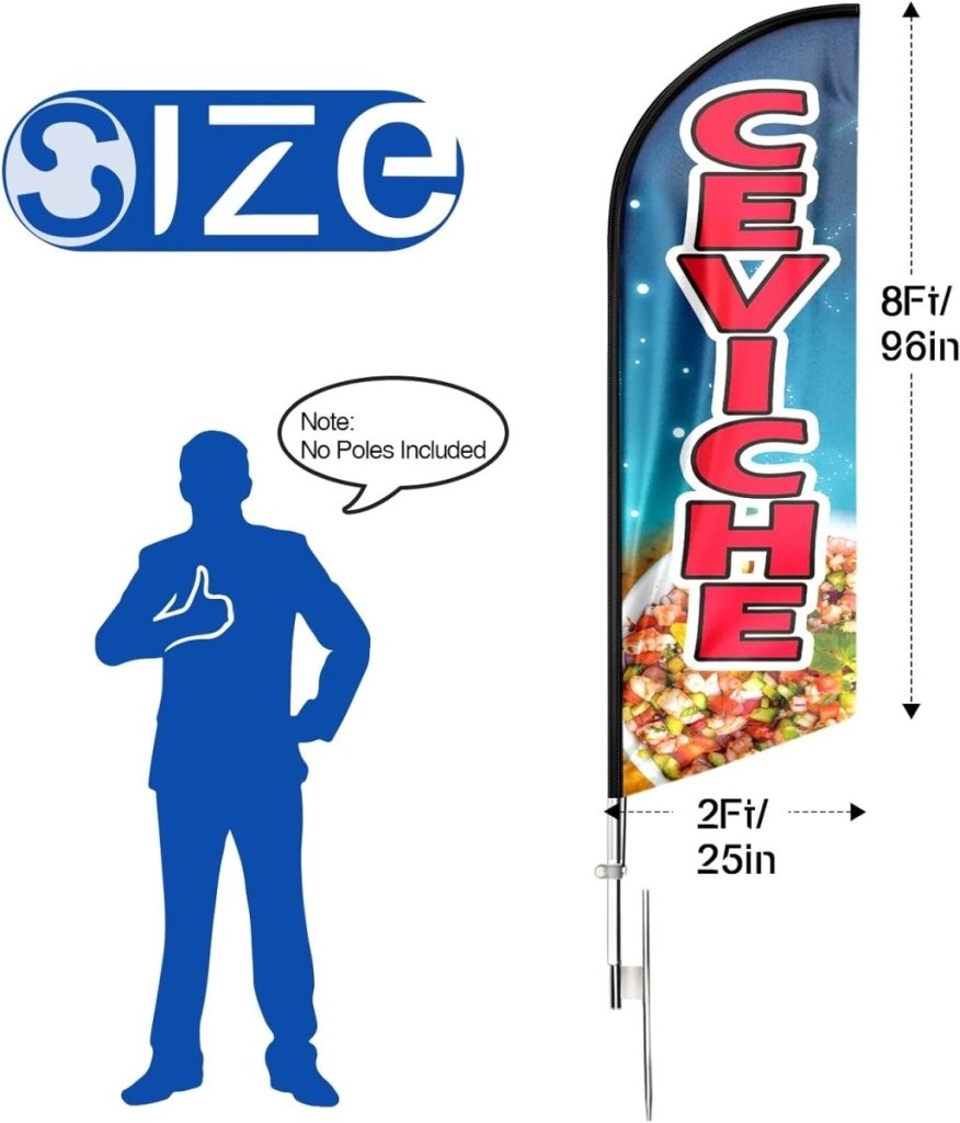 8ft Ceviche Feather Flag - Promote Your Ceviche Business!（Flagpole Not Included） - FSFlag