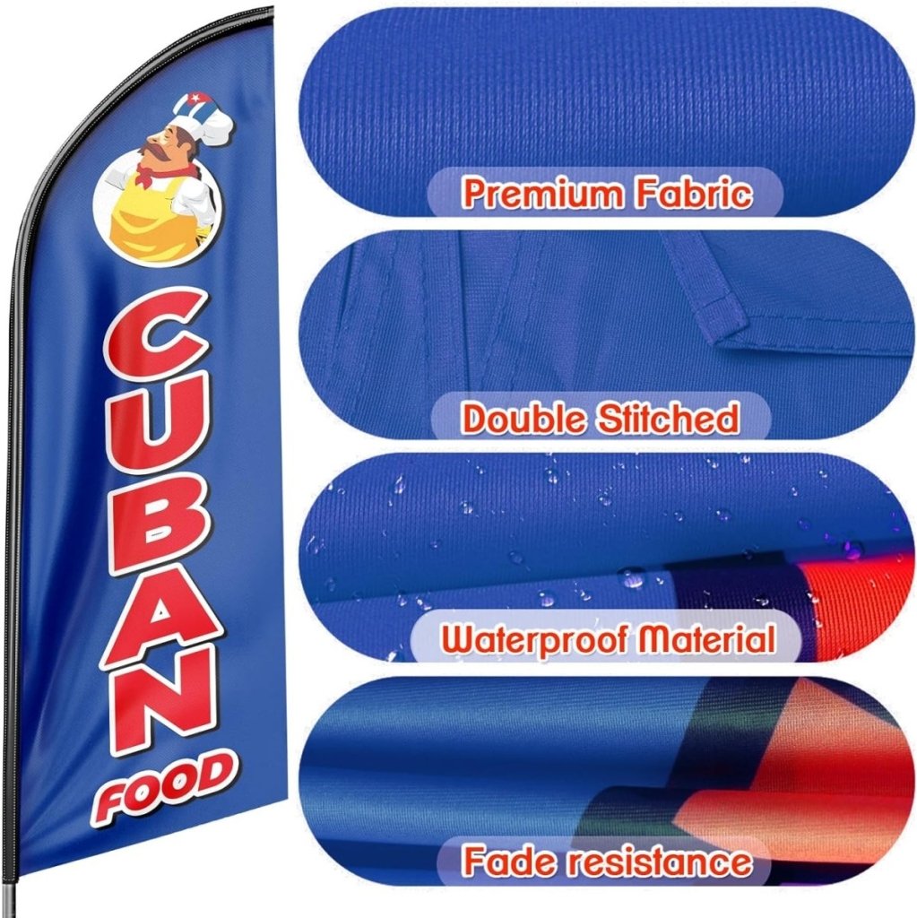 8ft Cuban Food Feather Flag - Boost Your Cuban Food Business!（Flagpole Not Included） - FSFlag