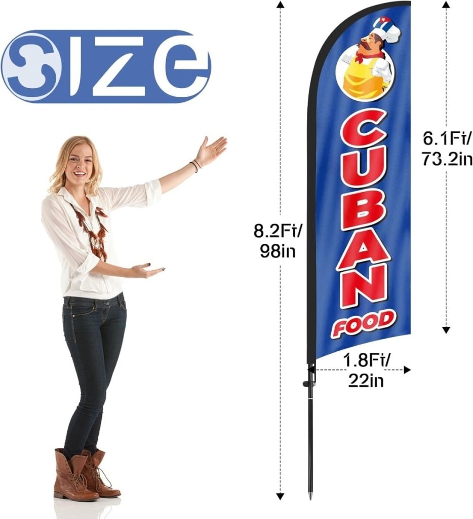 8ft Cuban Food Feather Flag Kit - Advertising Banner with Pole and Stake - FSFlag