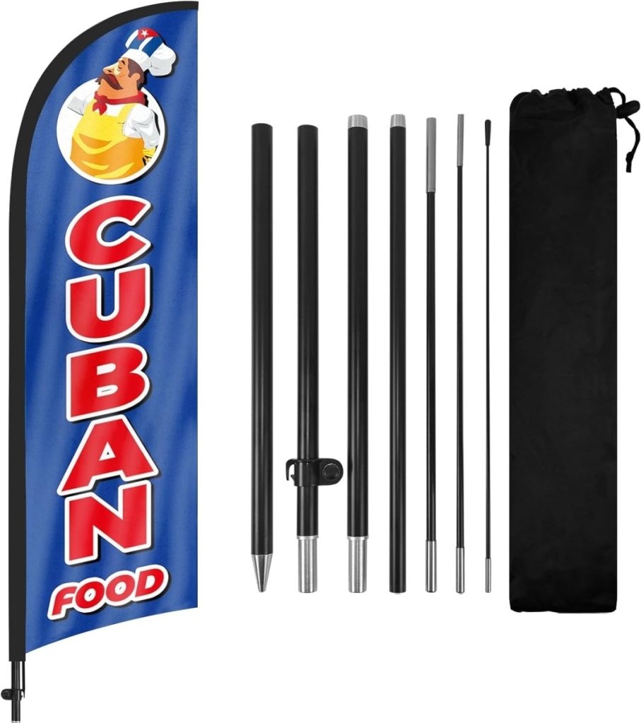 8ft Cuban Food Feather Flag Kit - Advertising Banner with Pole and Stake - FSFlag