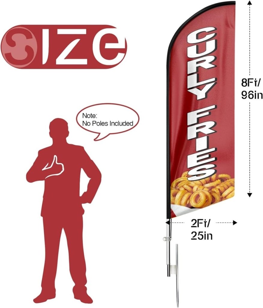 8ft Curly Fries Feather Flag - Advertise Your Curly Fries Business!（Flagpole Not Included） - FSFlag