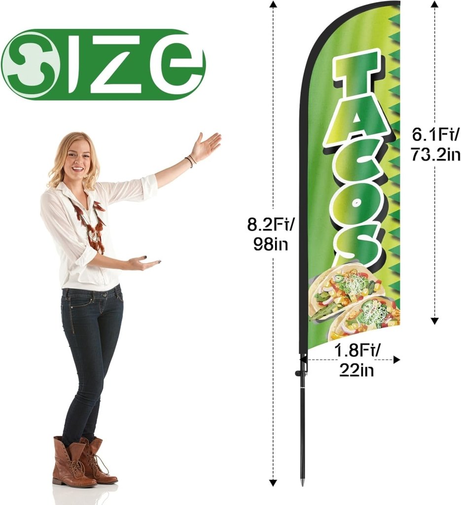 8Ft Feather Banner for Tacos Burritos Business 2Pack