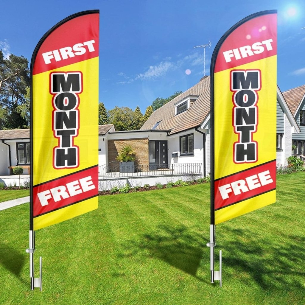 8ft First Month Free For Rent Sign Feather Flag - Advertise Your Deal! - FSFlag