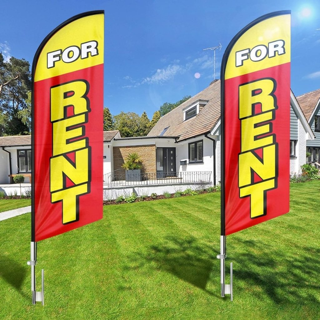 8ft For Rent Sign Feather Flag - Promote Your Rental Business! - FSFlag