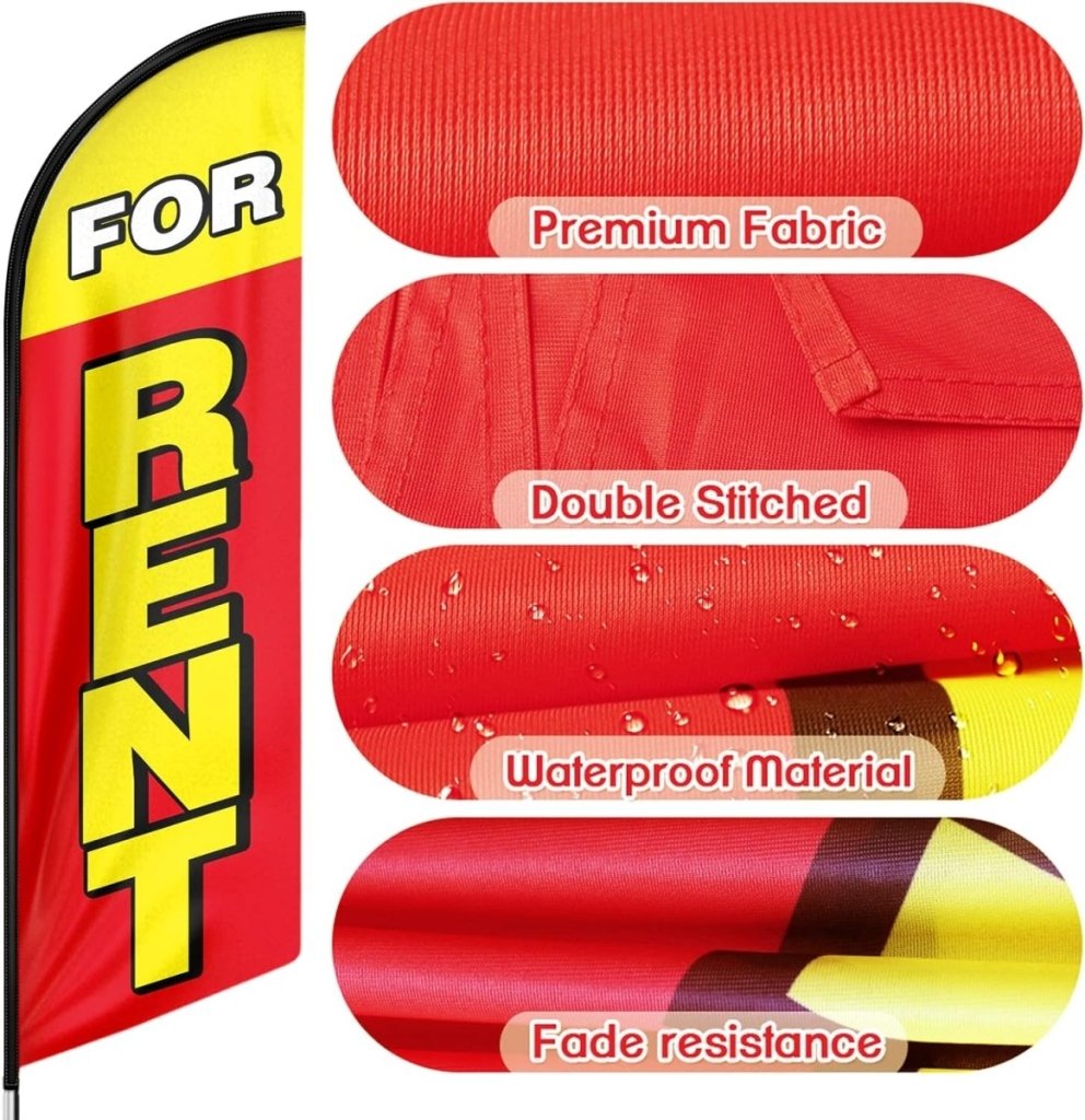 8ft For Rent Sign Feather Flag - Promote Your Rental Business! - FSFlag