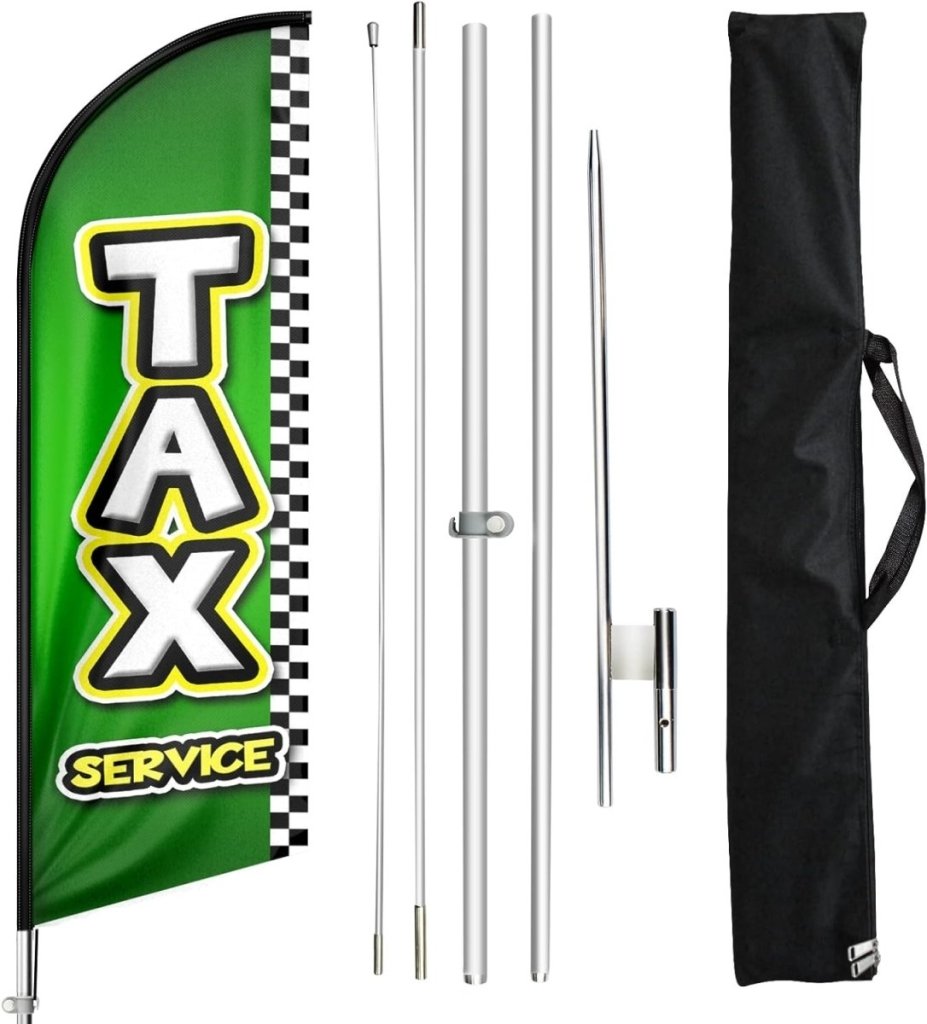 8FT Green Tax Service Advertising Swooper Flag - FSFlag