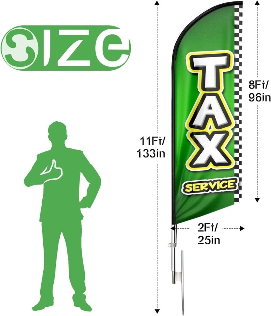 8FT Green Tax Service Advertising Swooper Flag - FSFlag