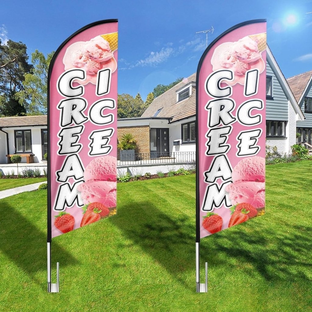 8Ft Ice Cream Swooper Feather Flag for Ice Cream Business（Flagpole Not Included） - FSFlag