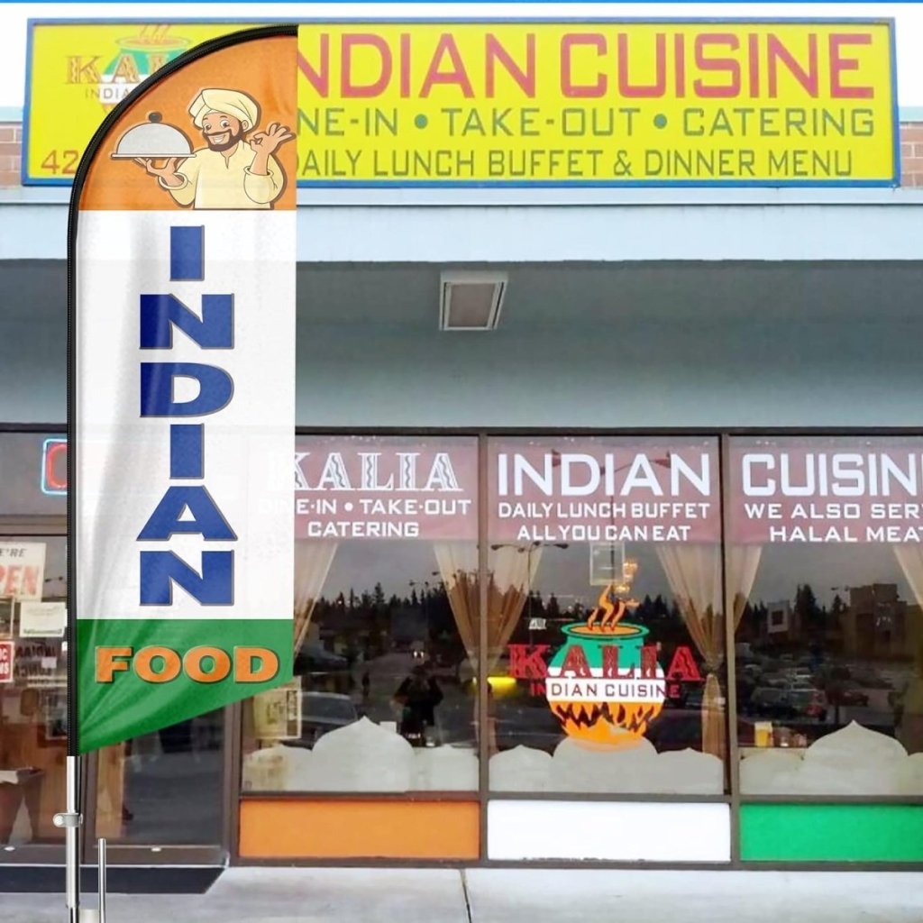 8ft Indian Food Feather Flag - Promote Your Indian Food Business!（Flagpole Not Included） - FSFlag