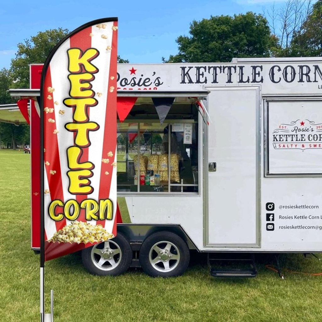 8ft Kettle Corn Feather Flag - Promote Your Kettle Corn Business!（Flagpole Not Included） - FSFlag