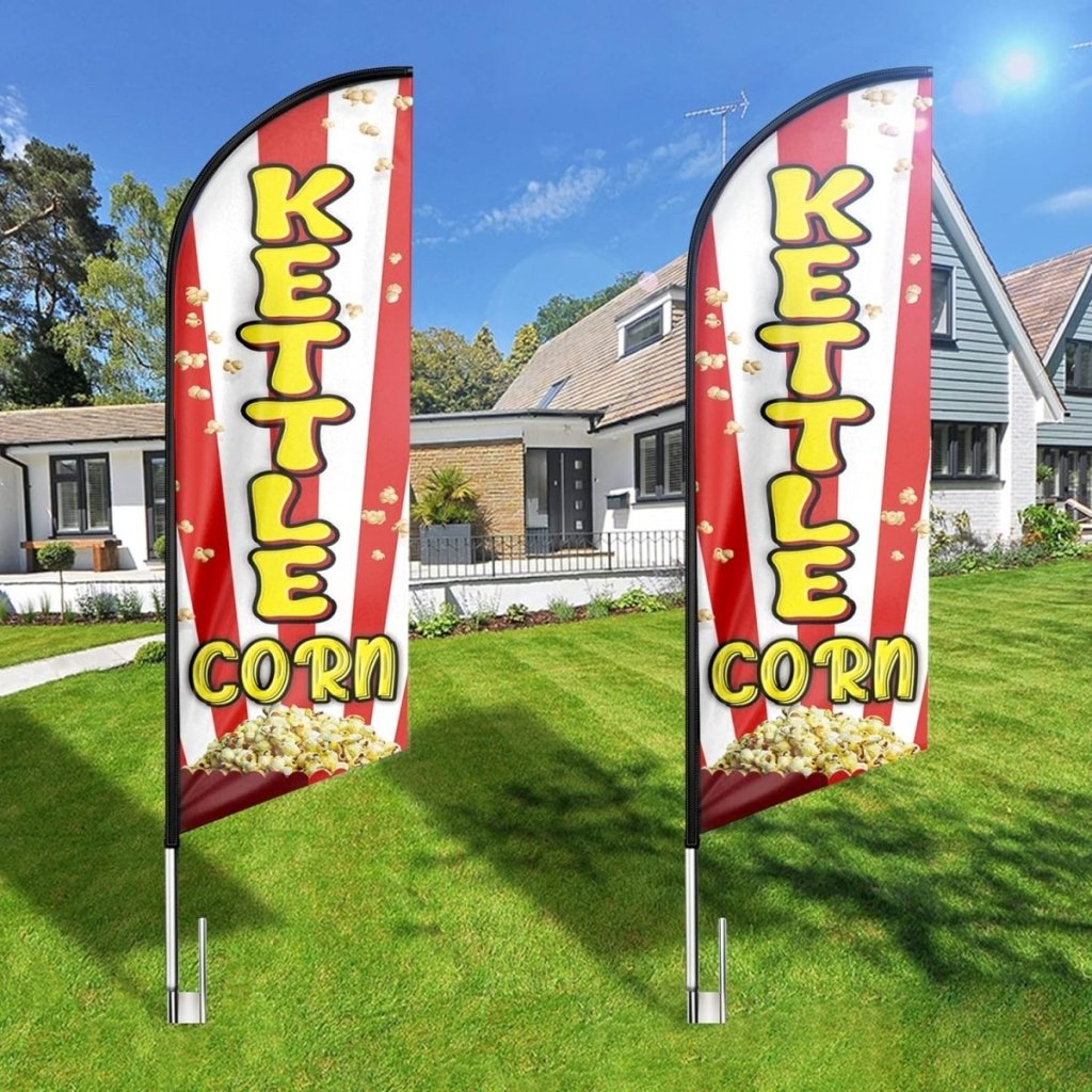 8ft Kettle Corn Feather Flag - Promote Your Kettle Corn Business!（Flagpole Not Included） - FSFlag