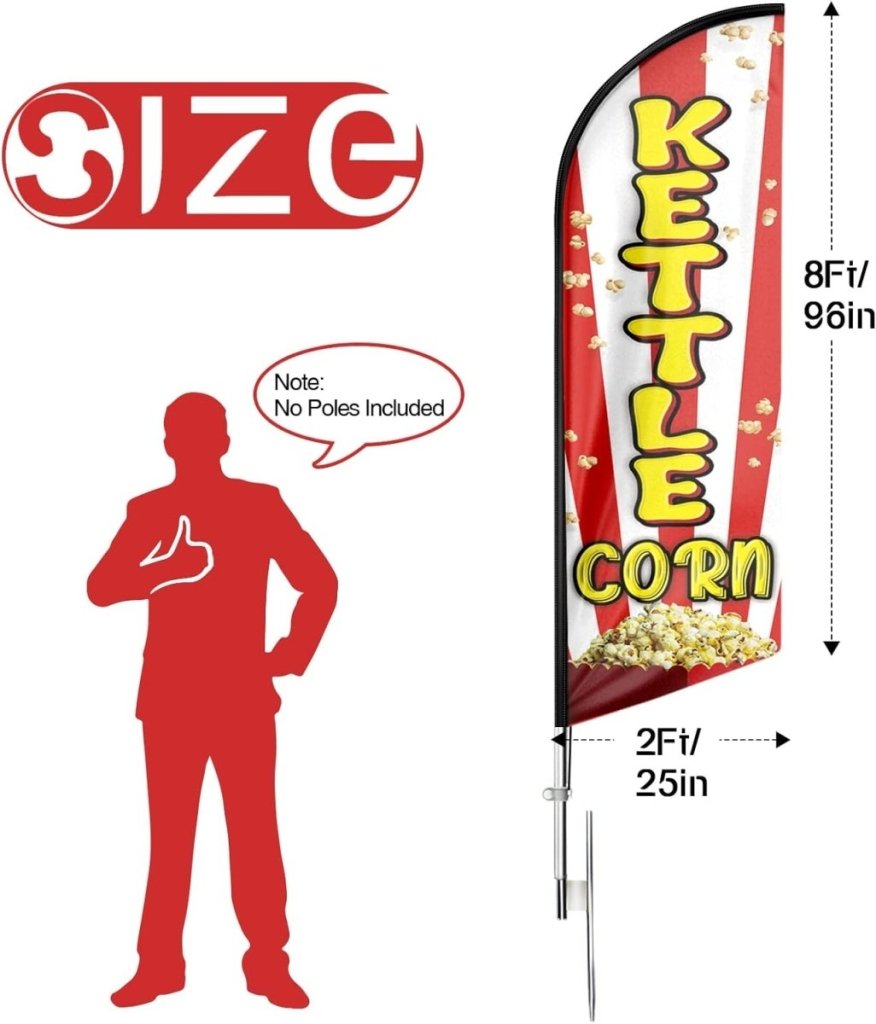 8ft Kettle Corn Feather Flag - Promote Your Kettle Corn Business!（Flagpole Not Included） - FSFlag