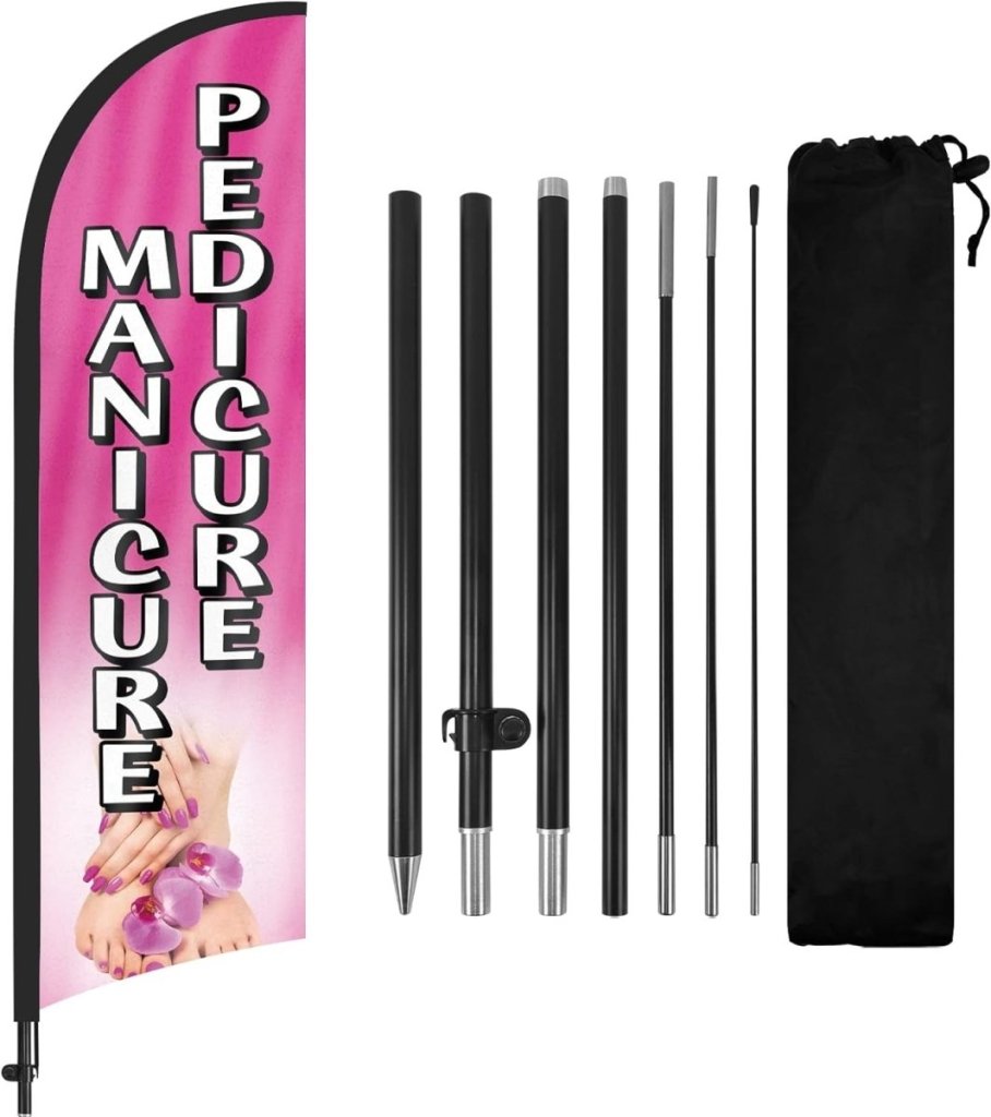 8Ft Manicure Pedicure Feather Flag Set for Manicure Pedicure Business - FSFlag