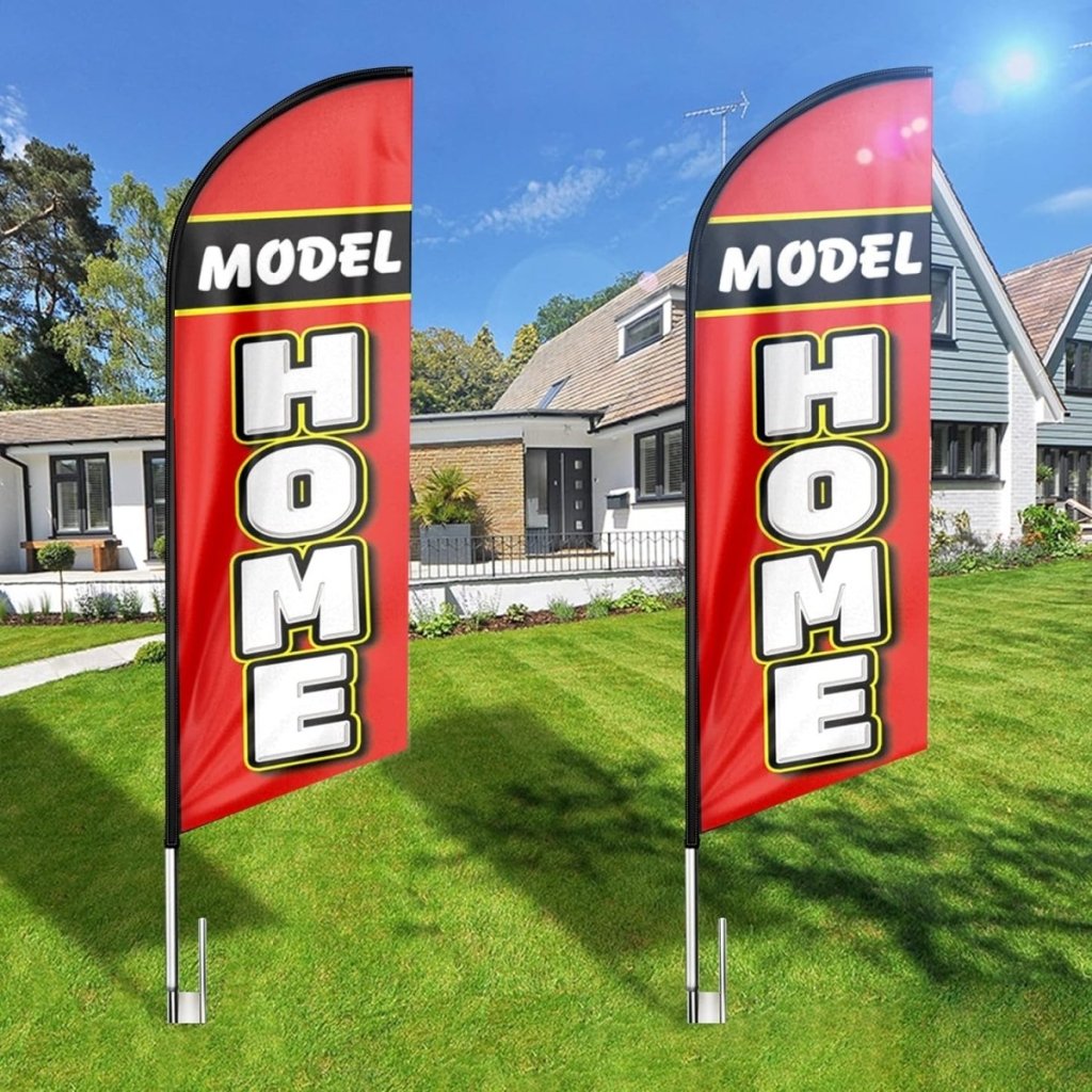 8ft Model Home Real Estate Signs Feather Flag - Stand Out with Advertising Banner!（Flagpole Not Included） - FSFlag