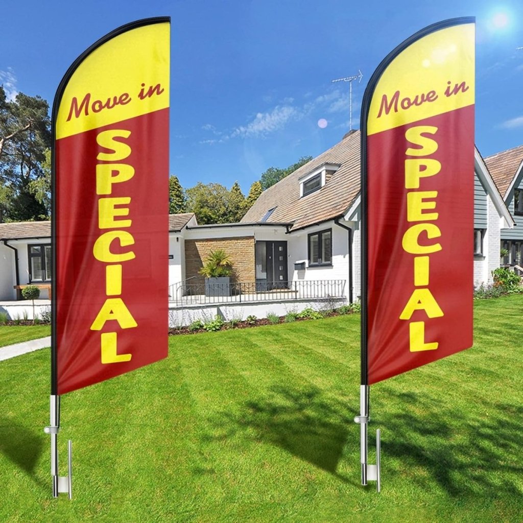 8ft Move In Special For Rent Sign Feather Flag - Promote Your Offer! - FSFlag