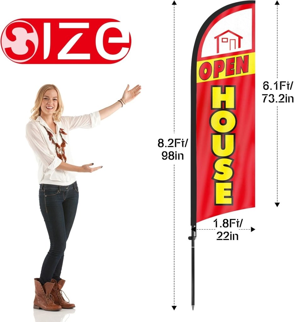 8Ft Open House Flag Sign Banner for Outside 2Pack(Red)