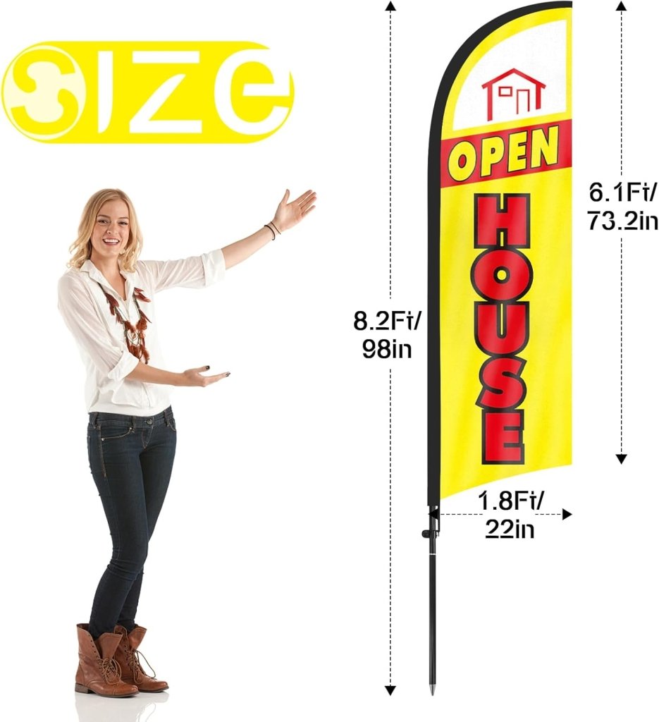 8Ft Open House Flag Sign Banner for Outside 2Pack(Yellow)