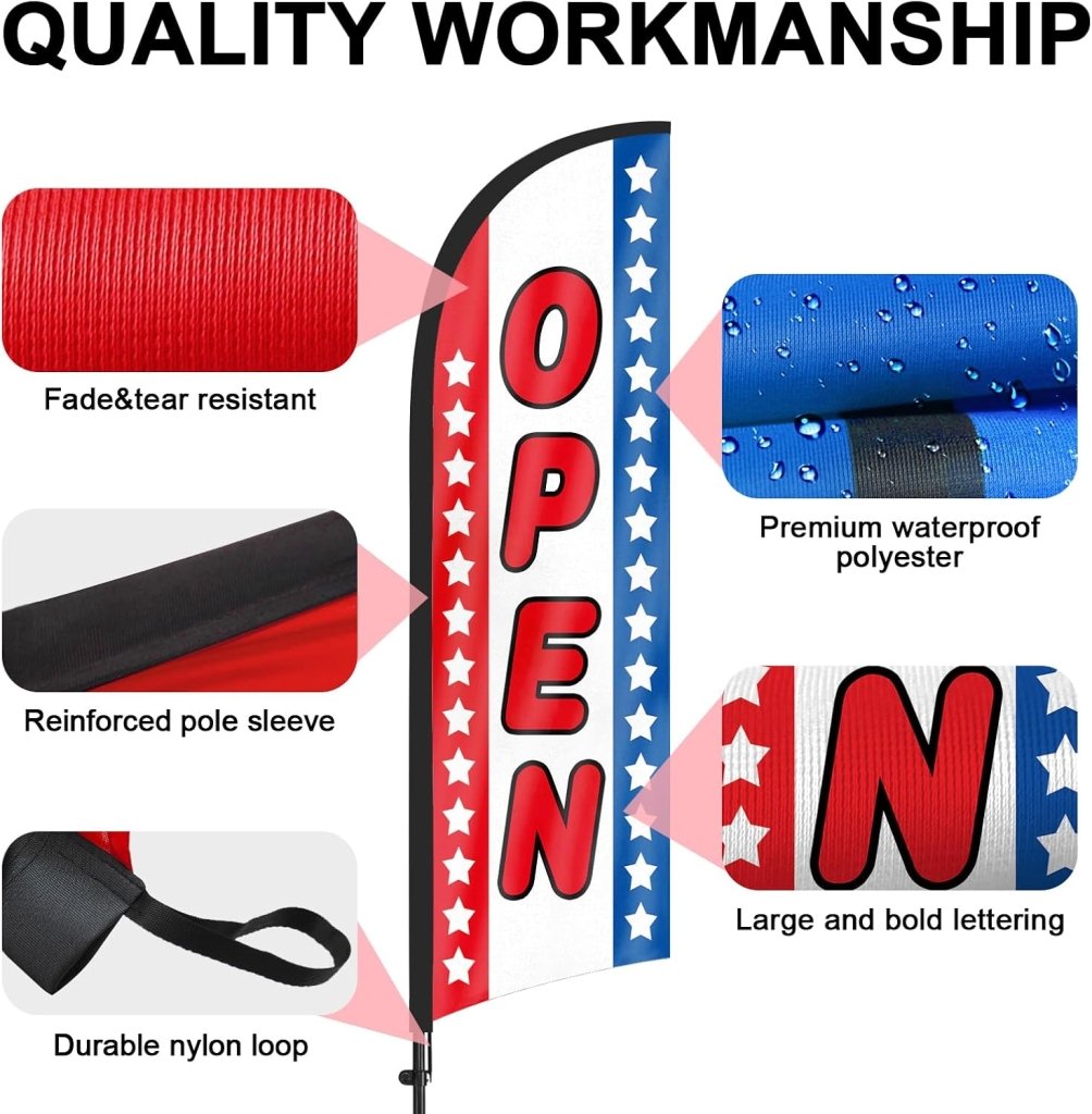 8FT Open Signs Swooper Flag for Outside Businesses 2Pack