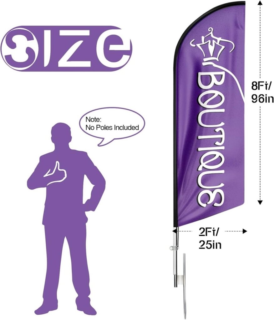 8ft Purple Boutique Feather Flag for Boutique Business（Flagpole Not Included） - FSFlag