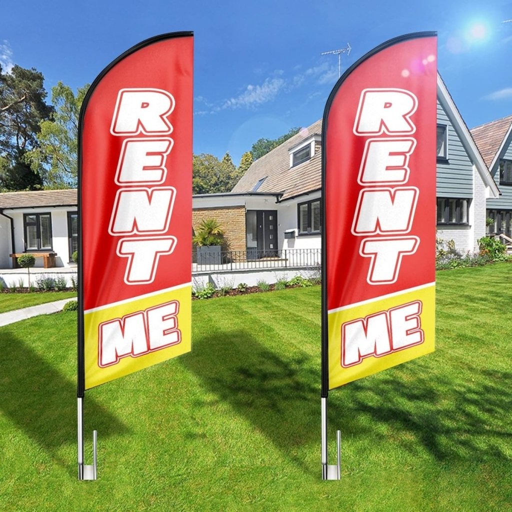 8ft Rent Me For Rent Sign Feather Flag - Grab Attention for Your Rental Business! - FSFlag