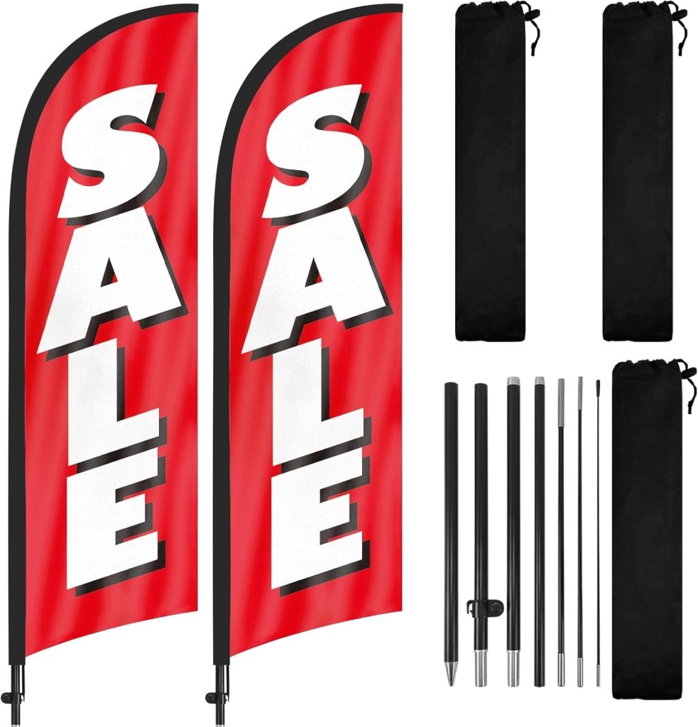 8Ft Sale Swooper Feather Flag for Sale Business 2Pack(Red)