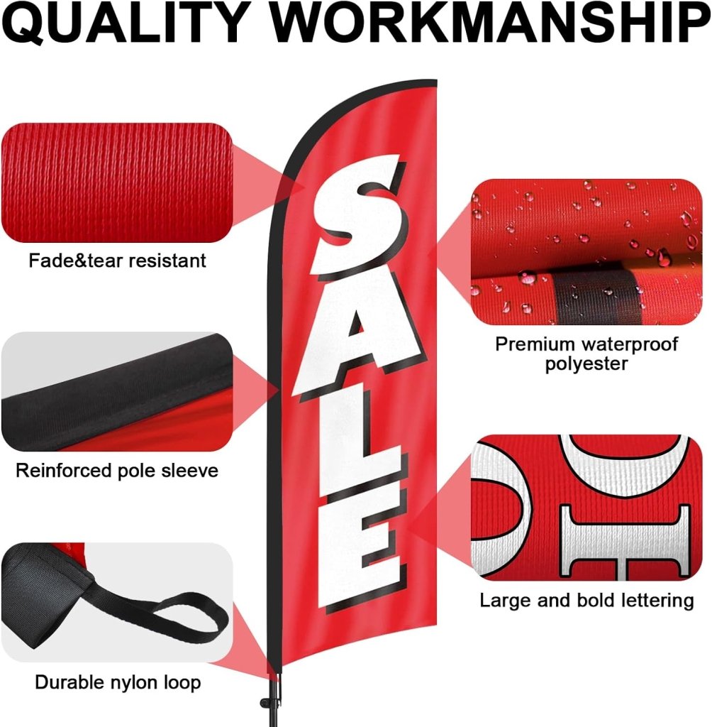 8Ft Sale Swooper Feather Flag for Sale Business 2Pack(Red)