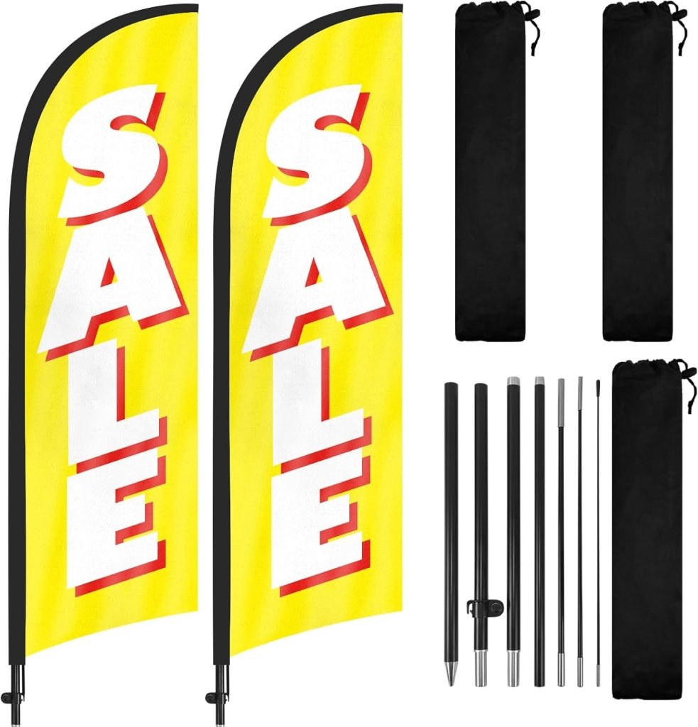 8Ft Sale Swooper Feather Flag for Sale Business 2Pack(Yellow)