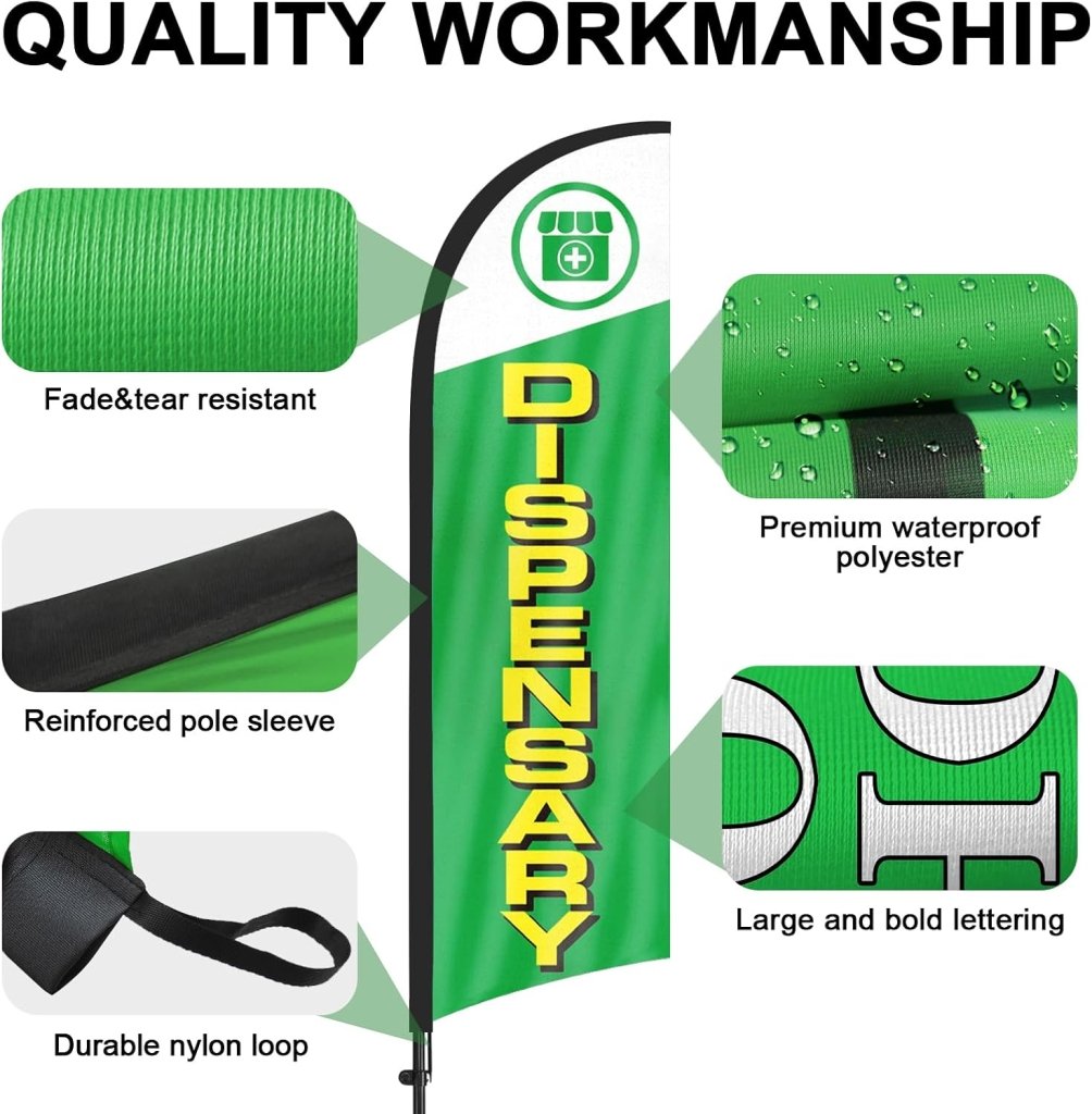 8FT Swooper Flag with Ground Stake for Dispensary Business 2Pack