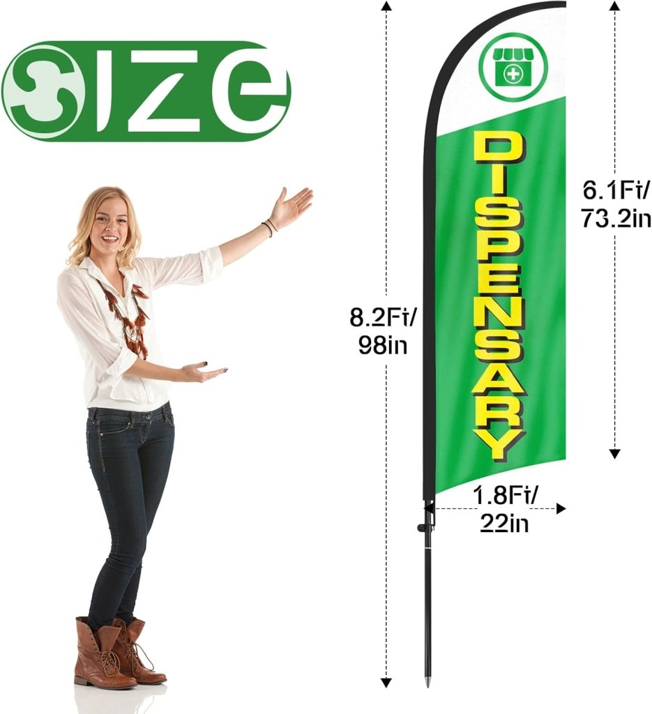 8FT Swooper Flag with Ground Stake for Dispensary Business 2Pack