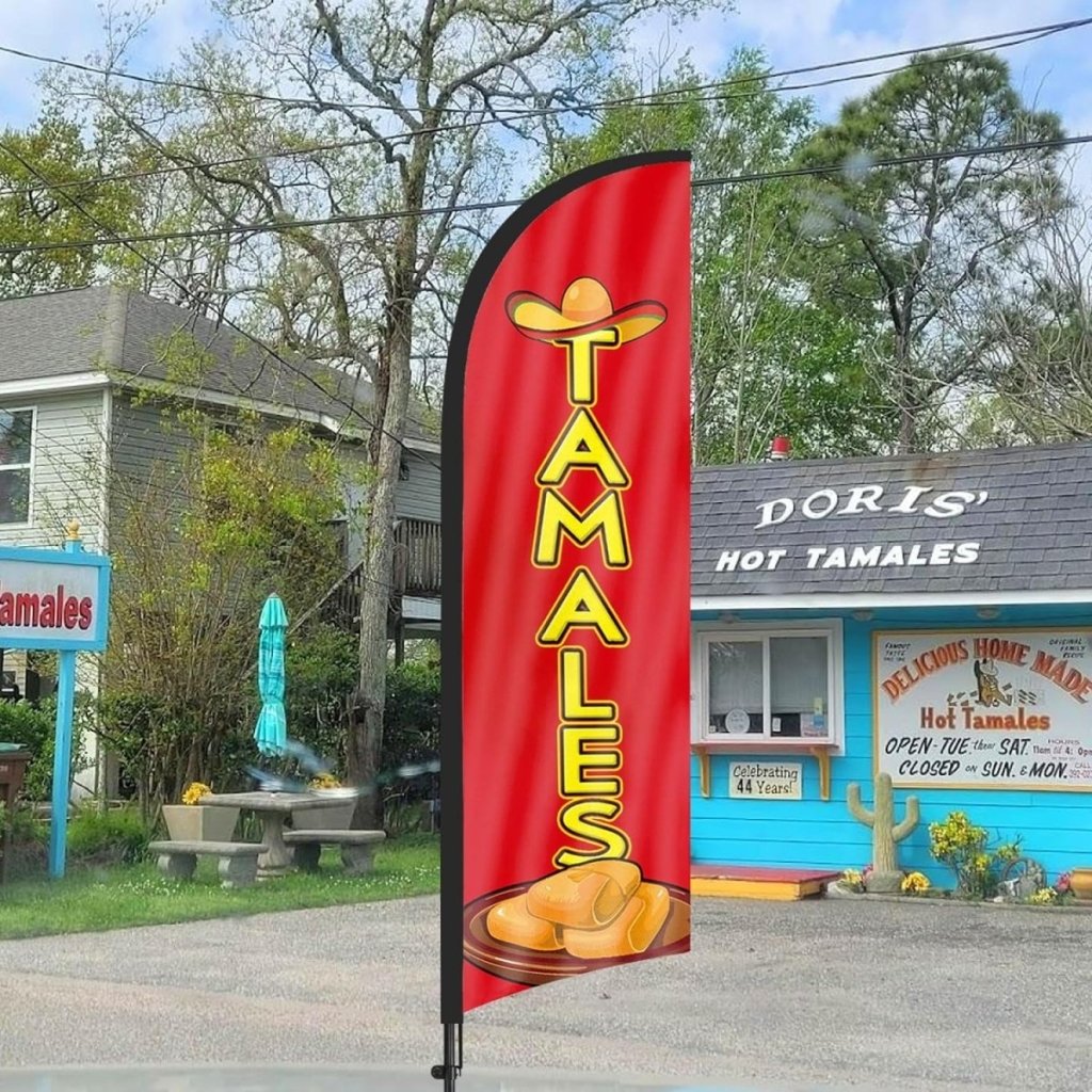 8ft Tamales Feather Flag Kit - tamales for sale sign with Pole and Stake - FSFlag