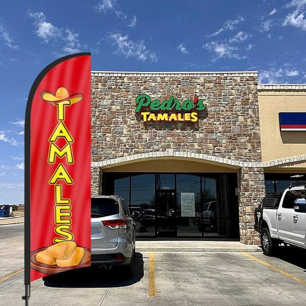 8ft Tamales Feather Flag Kit - tamales for sale sign with Pole and Stake - FSFlag