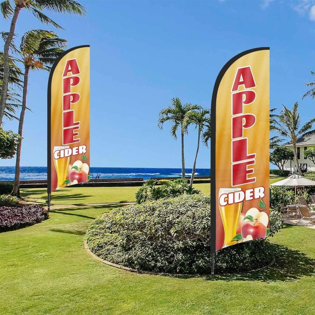 Apple Cider Sign - 8ft Apple Cider Feather Flag Kit with Pole and Stake - FSFlag