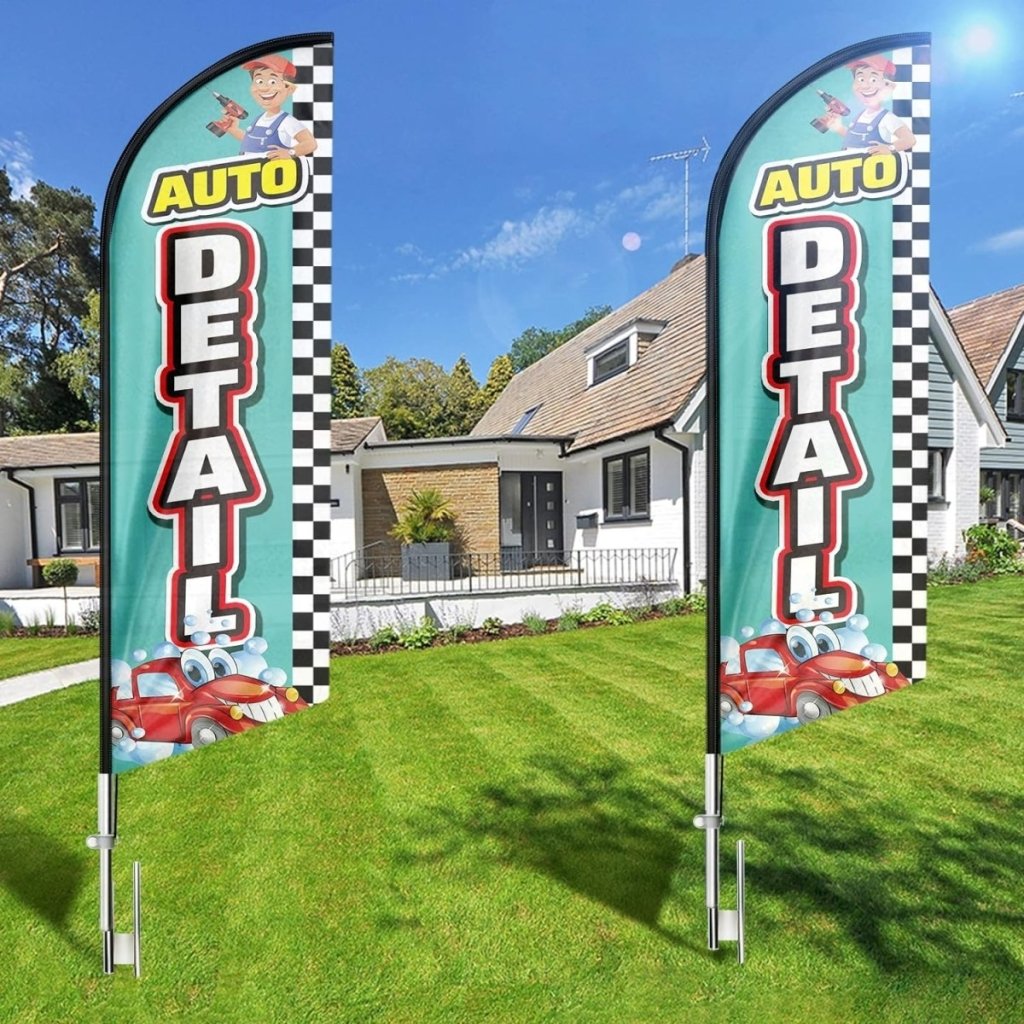 Auto Detailing Signs - 8ft Auto Detail Feather Flag for Auto Detail Business（Flagpole Not Included） - FSFlag