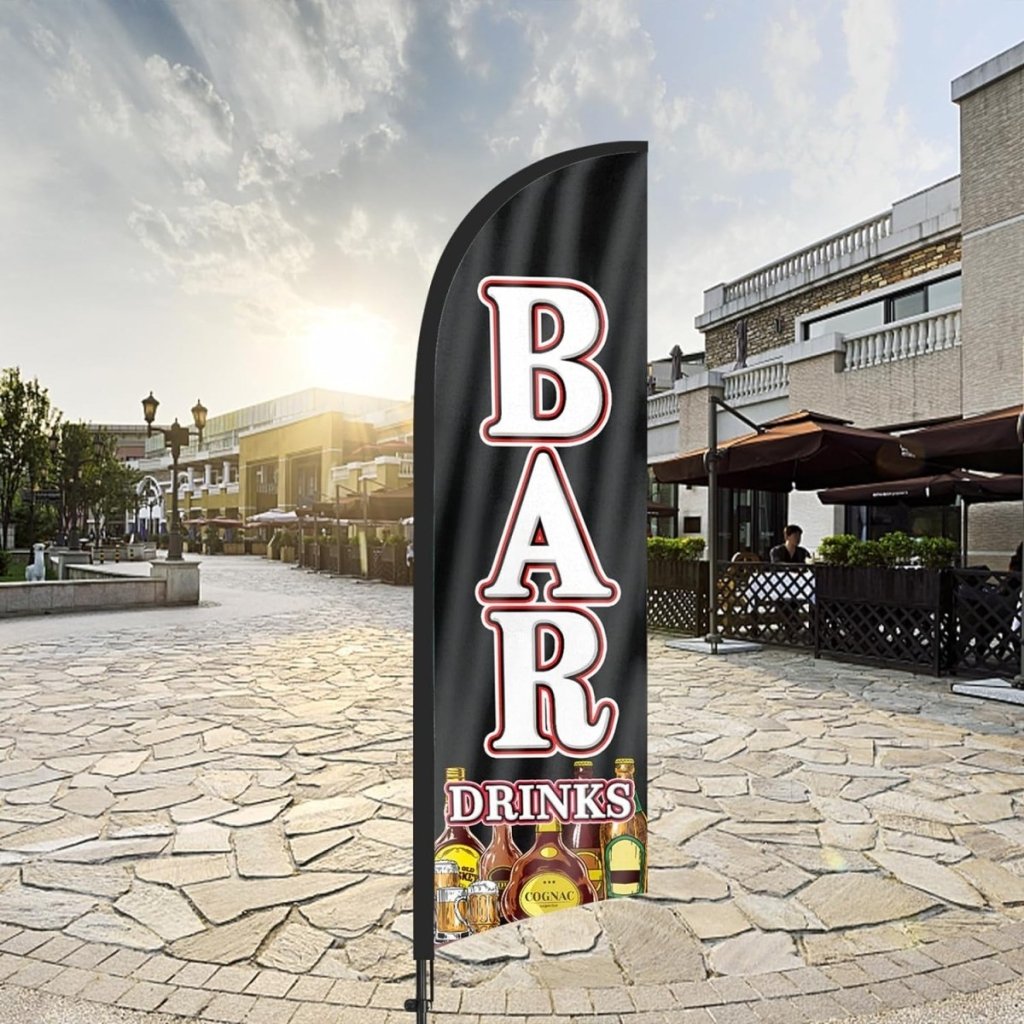 Bar Sign - 8ft Bar Drinks Feather Flag Kit with Pole and Stake - FSFlag