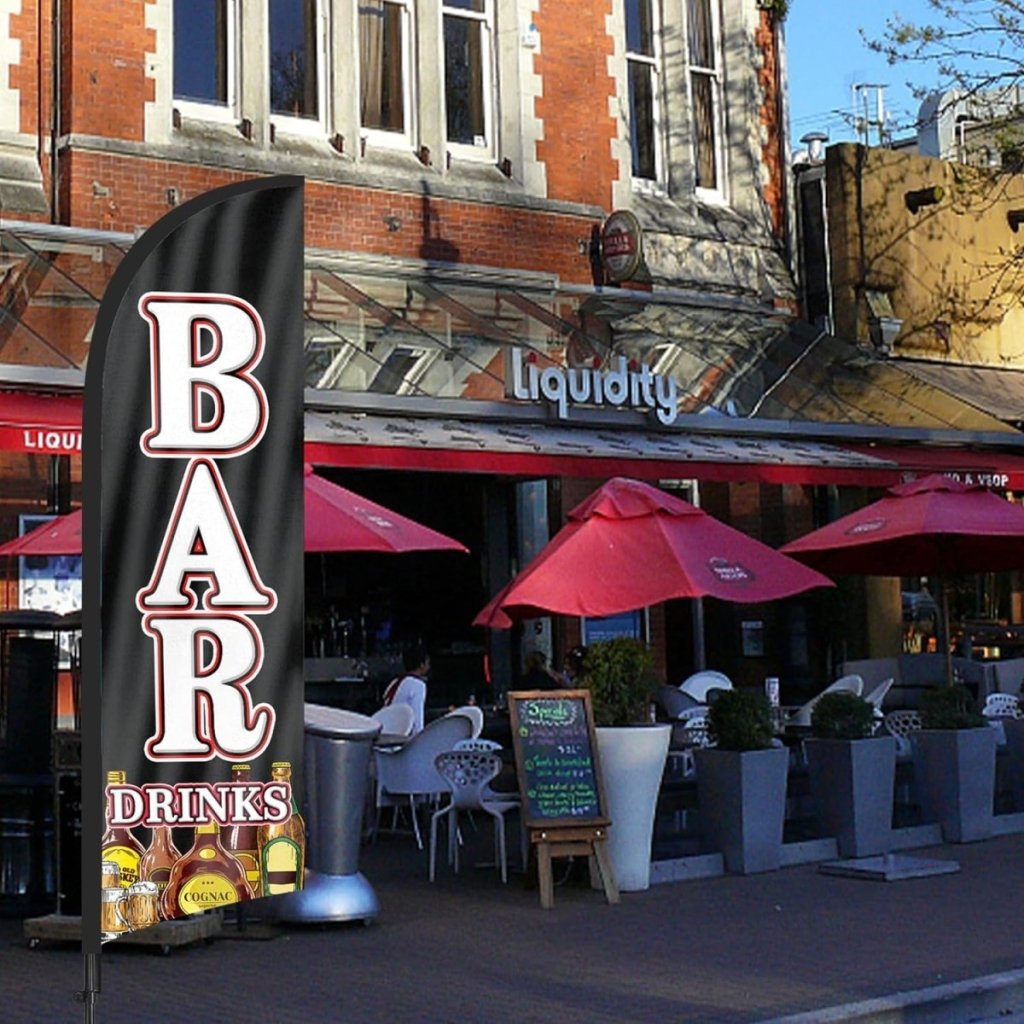 Bar Sign - 8ft Bar Drinks Feather Flag Kit with Pole and Stake - FSFlag