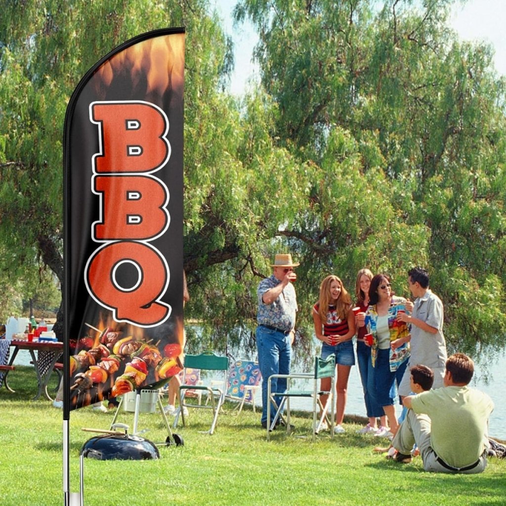 BBQ Flags - 8ft Red BBQ Feather Flag!（Flagpole Not Included） - FSFlag