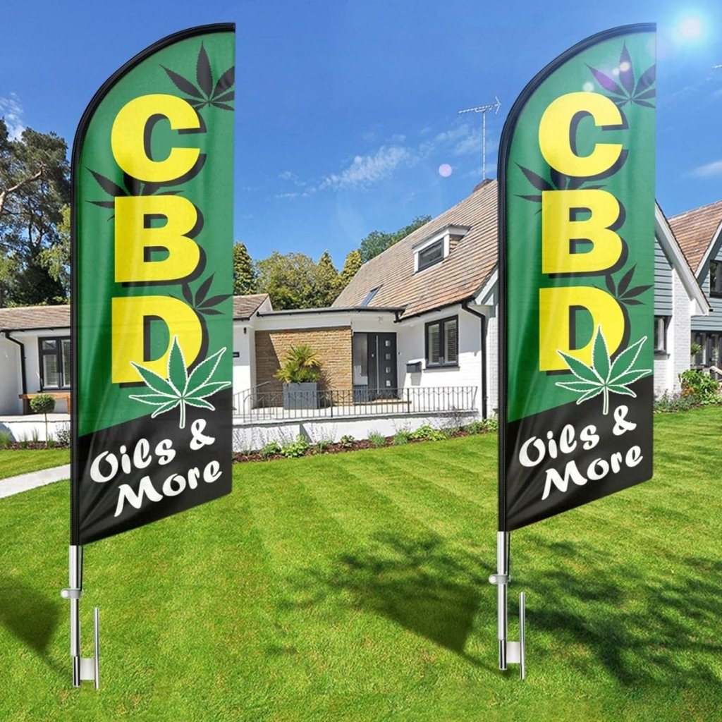 CBD Oil Feather Flag: Advertising Banner for CBD Oil Business (8ft Flagpole Not Included) - FSFlag