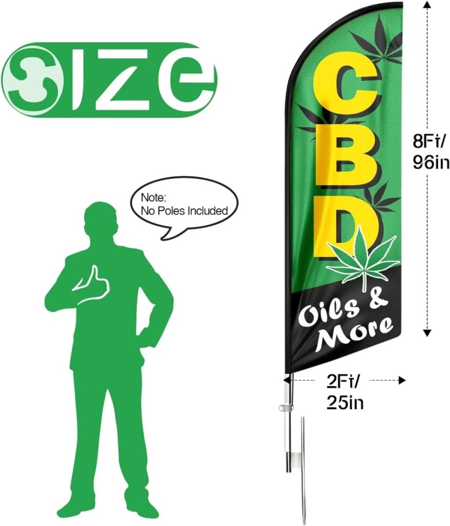 CBD Oil Feather Flag: Advertising Banner for CBD Oil Business (8ft Flagpole Not Included) - FSFlag